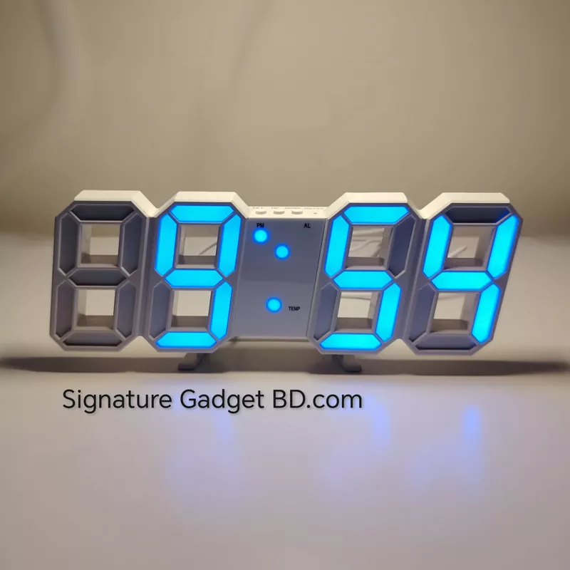 3D LED Digital Wall Clock Blue Light -- signaturegadgetbd.com