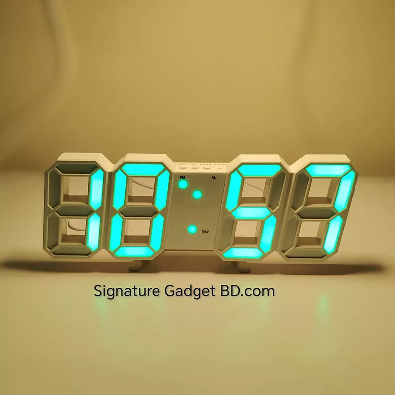 3D LED Digital Wall Clock Green Light - signaturegadgetbd.com