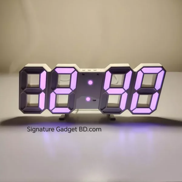 3D LED Digital Wall Clock Pink Light - signaturegadgetbd_com