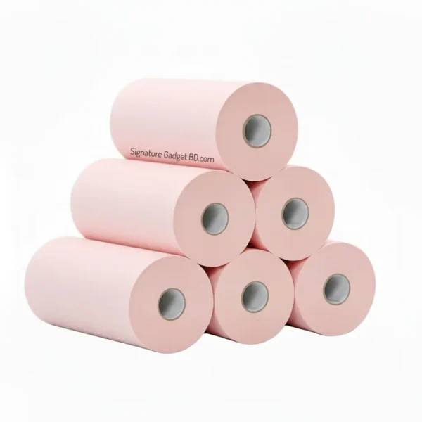 57×25mm Thermal Printing Paper Roll – Multi-Purpose, Long-Lasting (White Pink Blue Yellow Self-Adhesive) signaturegadgetbd.com