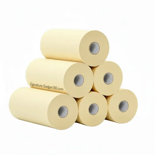 57×25mm Thermal Printing Paper Roll – Multi-Purpose, Long-Lasting (White Pink Blue Yellow Self-Adhesive) signaturegadgetbd.com